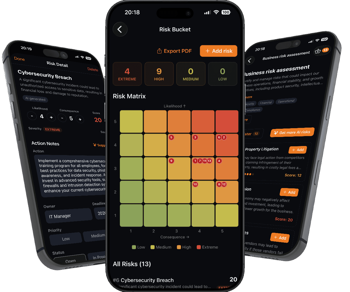 RiskNote app screenshots